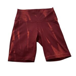 Lululemon red & orange tie-dye bike shorts size 6